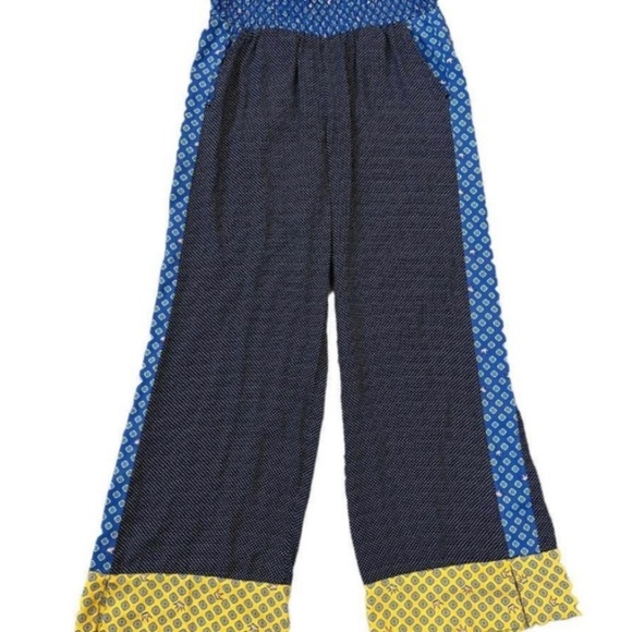 AERIE Sz M Lounge Bohemian  Hippie Paisley Elastic Ruched Waist Wide Leg Pants - Picture 9 of 10